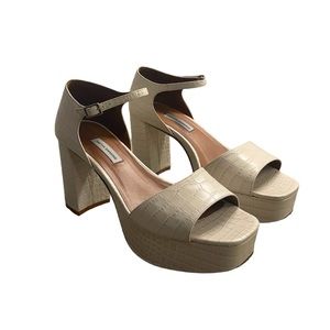 Tabitha Simmons Croc-Embossed Patton Platform Leather Sandals